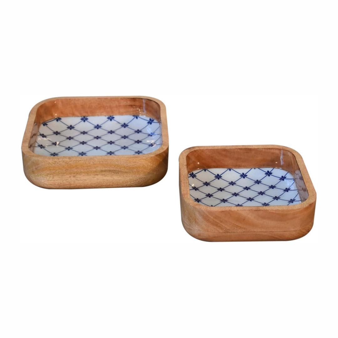 Blue and White Square Bowl Set of 2 - TidySpaces