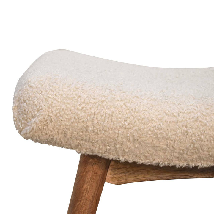 Boucle Cream Curved Bench - TidySpaces