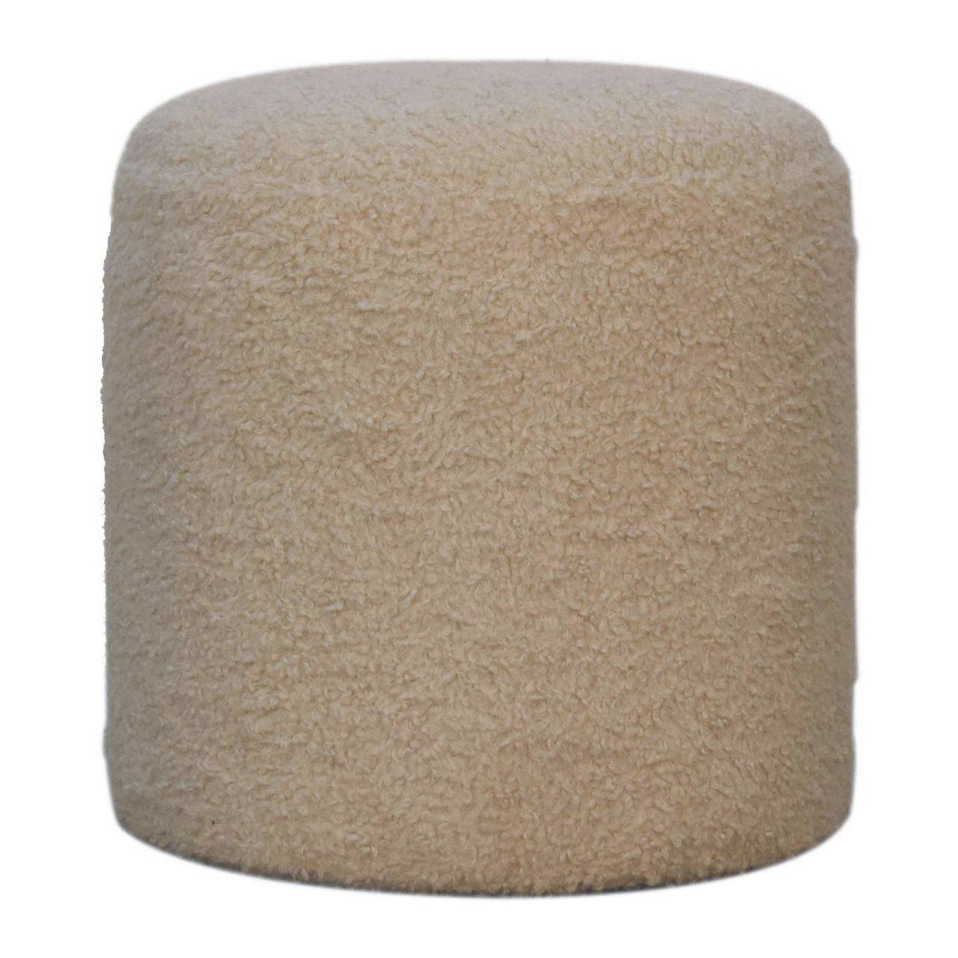 Boucle Cream Round Footstool - TidySpaces