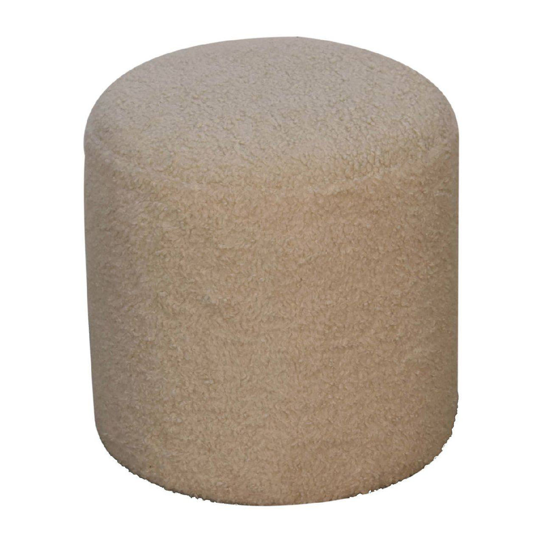 Boucle Cream Round Footstool - TidySpaces