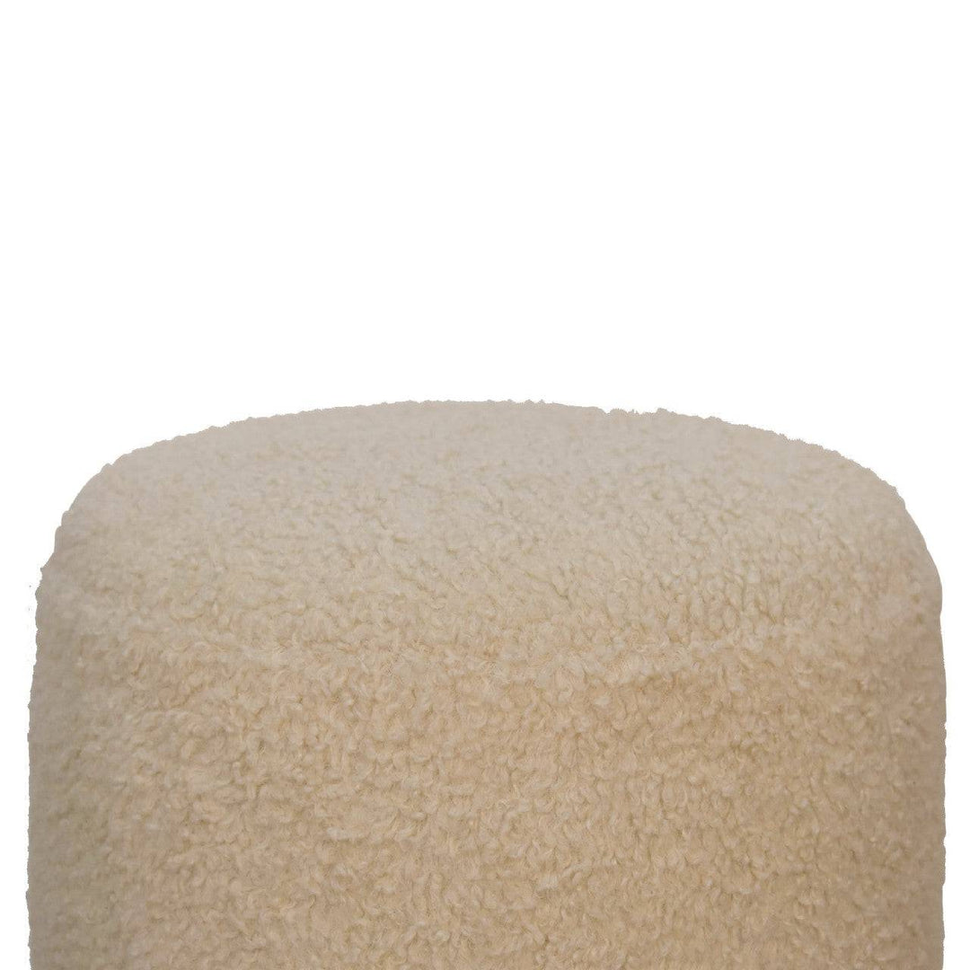 Boucle Cream Round Footstool - TidySpaces