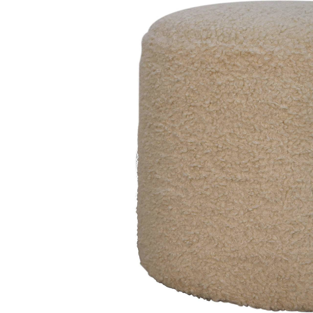 Boucle Cream Round Footstool - TidySpaces