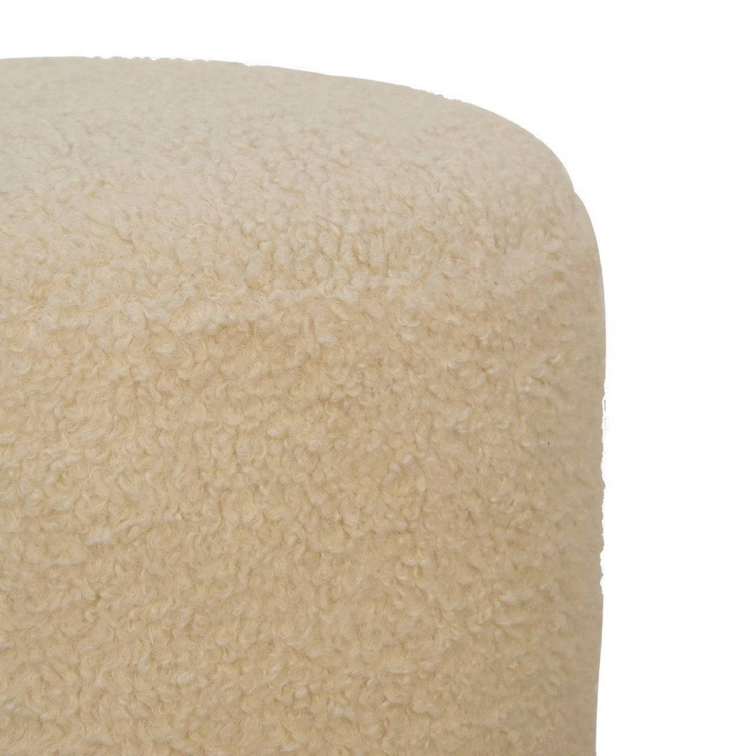 Boucle Cream Round Footstool - TidySpaces