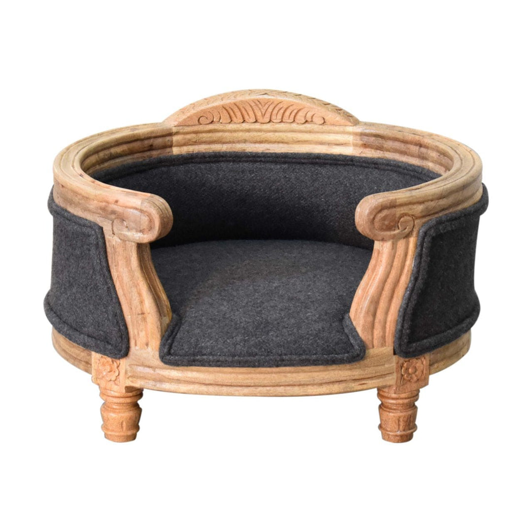 Carved Battleship Tweed Pet Bed - TidySpaces