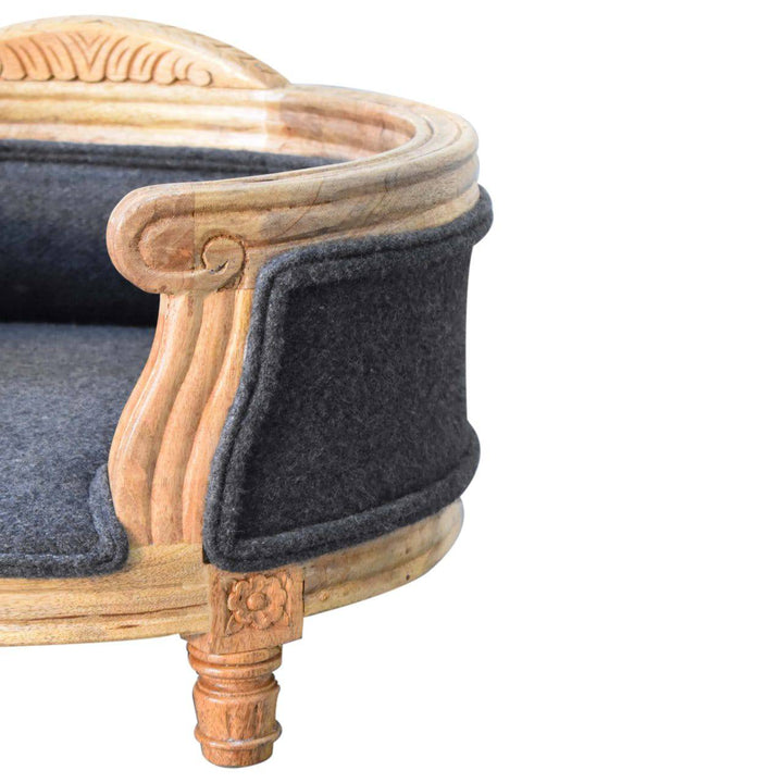 Carved Battleship Tweed Pet Bed - TidySpaces