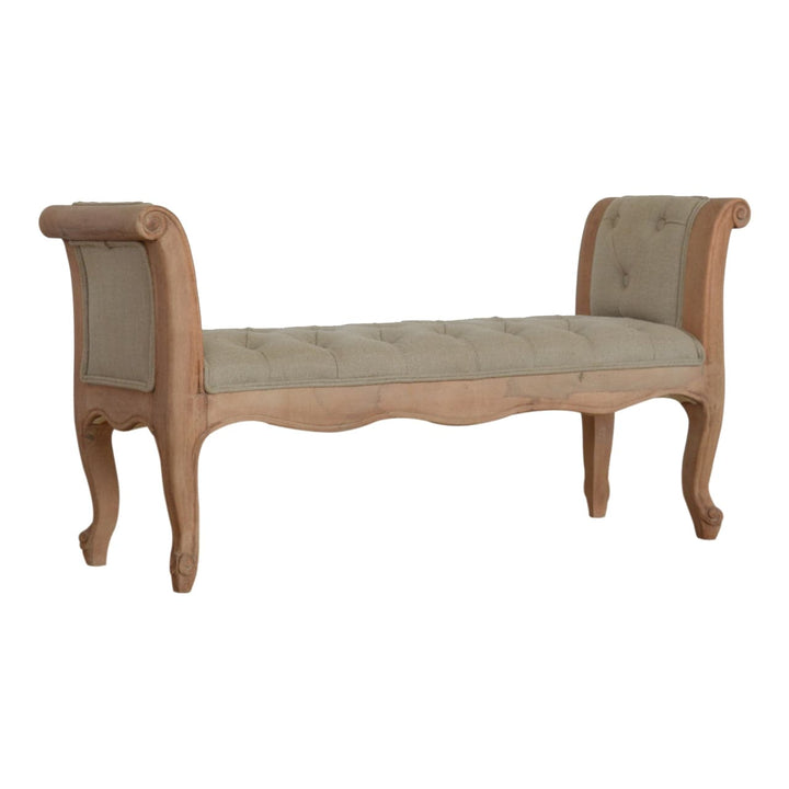 Carved French Style Mud Linen Bench - TidySpaces
