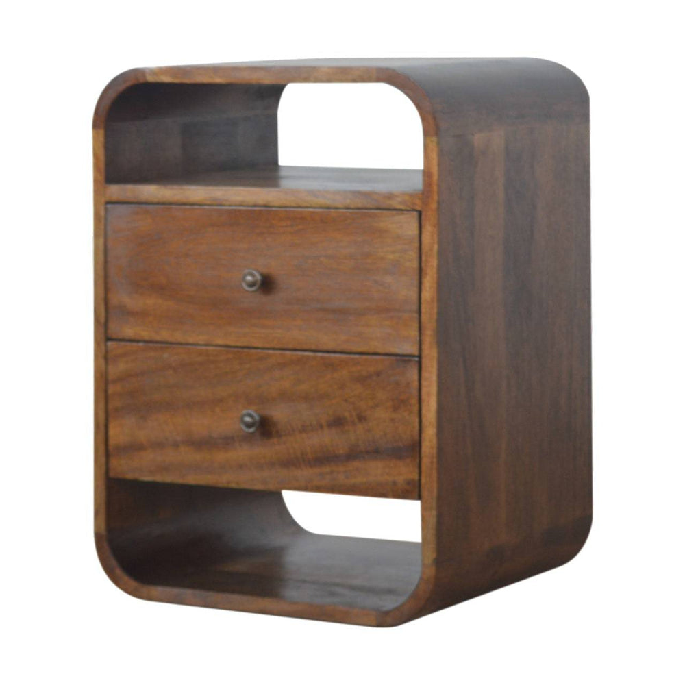 Chestnut Curve 2 Drawer Bedside - TidySpaces