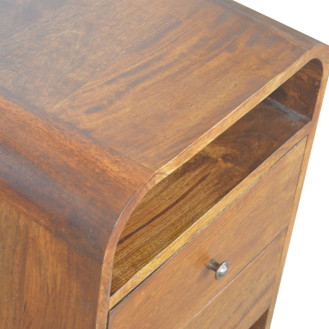 Chestnut Curve 2 Drawer Bedside - TidySpaces