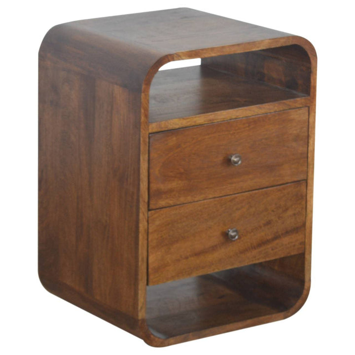 Chestnut Curve 2 Drawer Bedside - TidySpaces