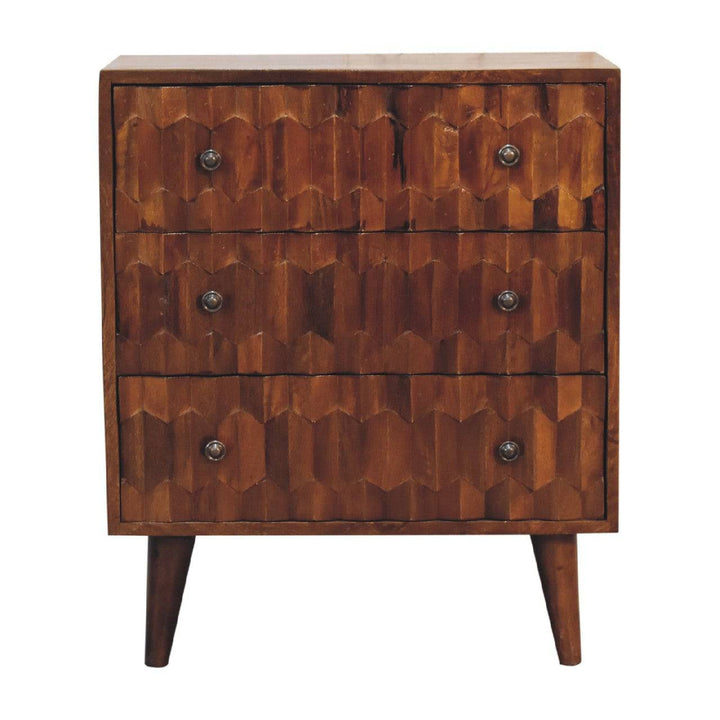 Chestnut Pineapple Carved Chest - TidySpaces