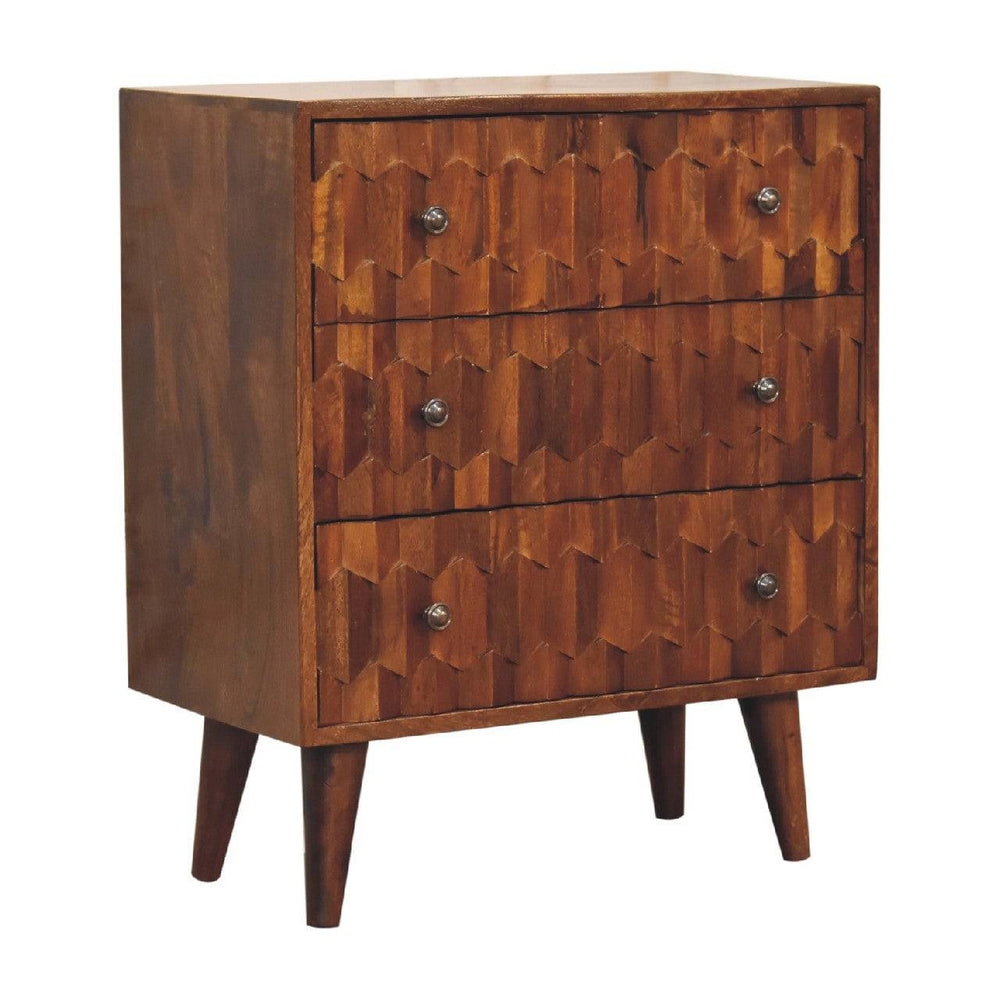Chestnut Pineapple Carved Chest - TidySpaces