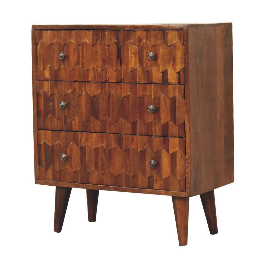 Chestnut Pineapple Carved Chest - TidySpaces