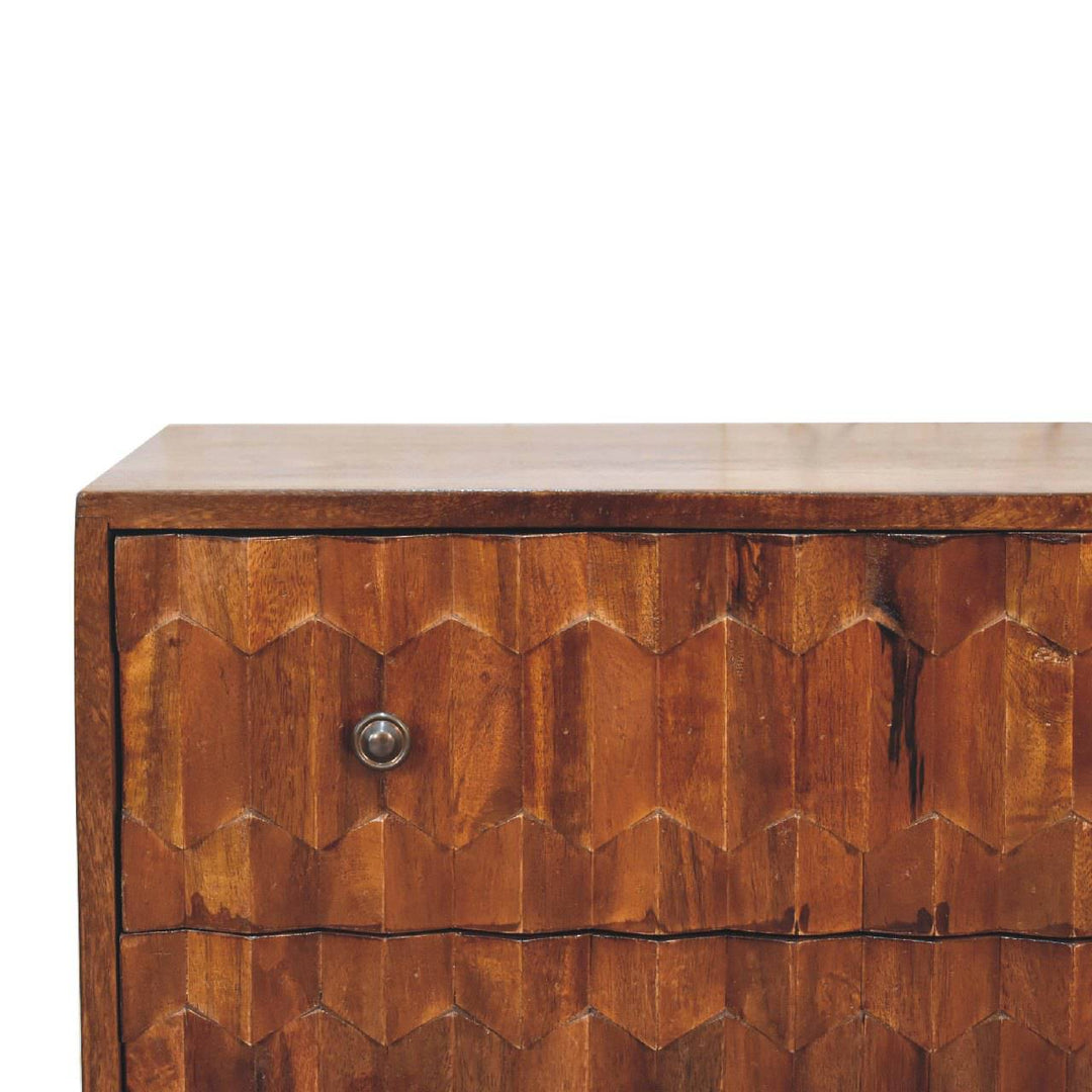 Chestnut Pineapple Carved Chest - TidySpaces