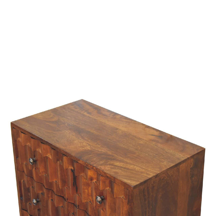 Chestnut Pineapple Carved Chest - TidySpaces