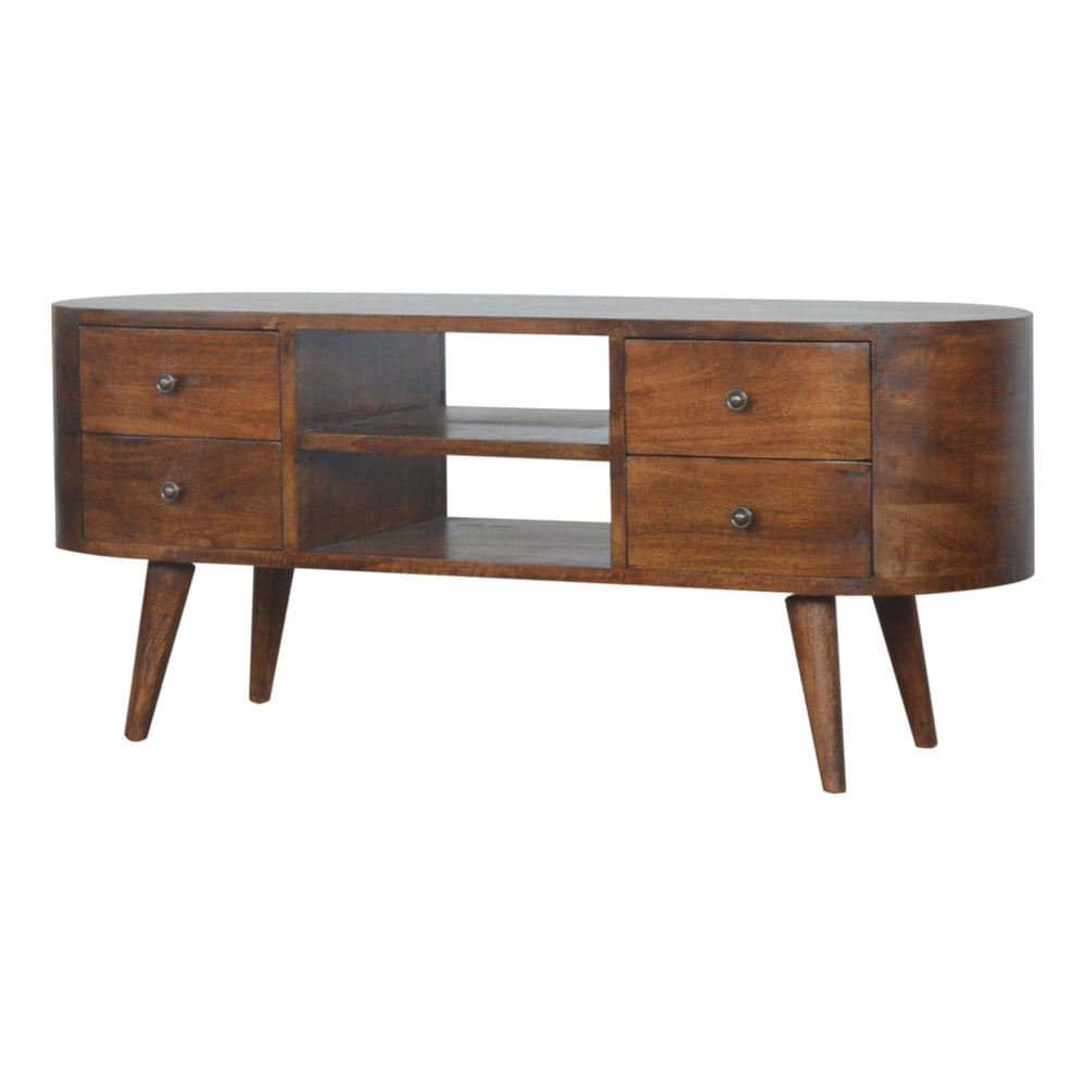 Chestnut Rounded Entertainment Unit - TidySpaces