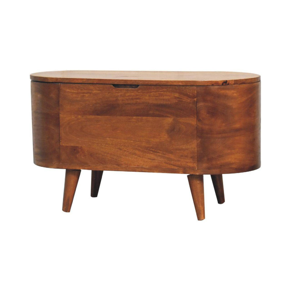 Chestnut Rounded Lid up Blanket Box - TidySpaces