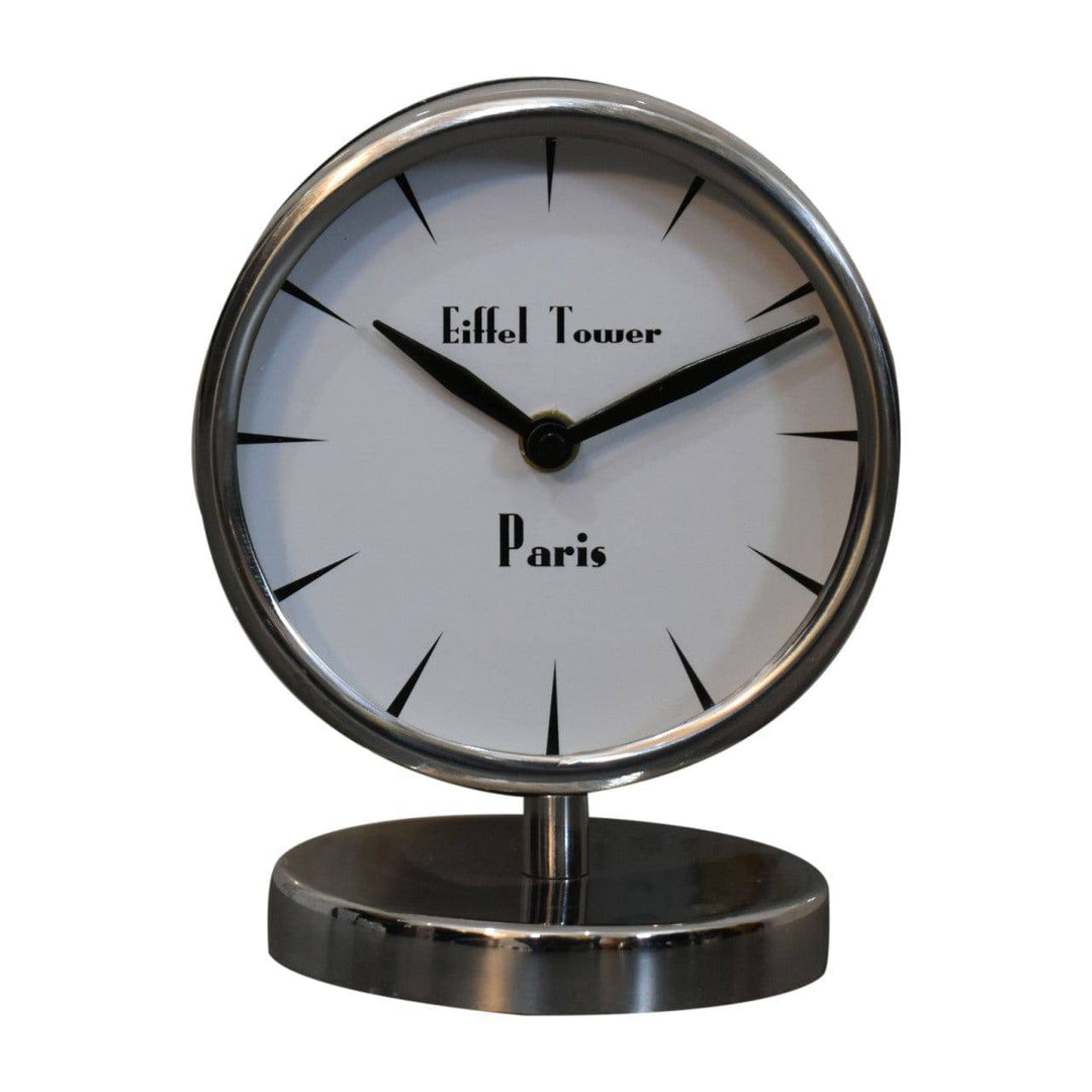 Chrome Table Clock with White Face - TidySpaces