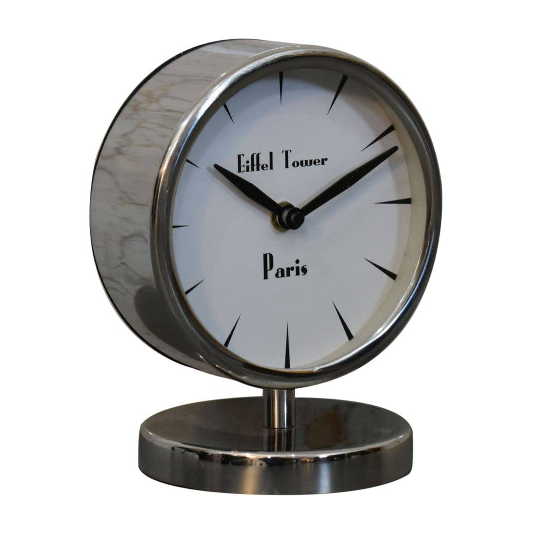 Chrome Table Clock with White Face - TidySpaces