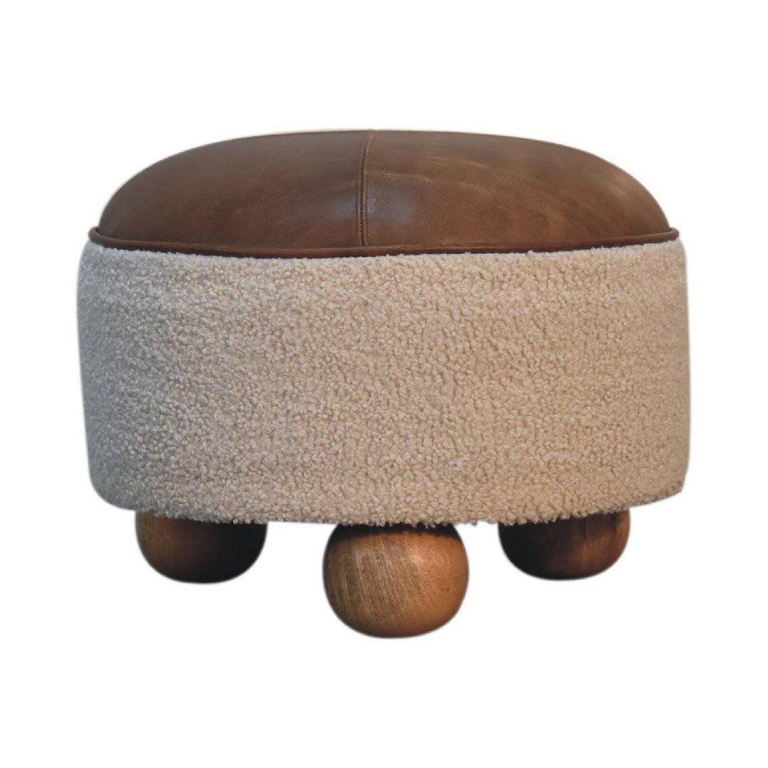 Cream Boucle Buffalo Footstool - TidySpaces