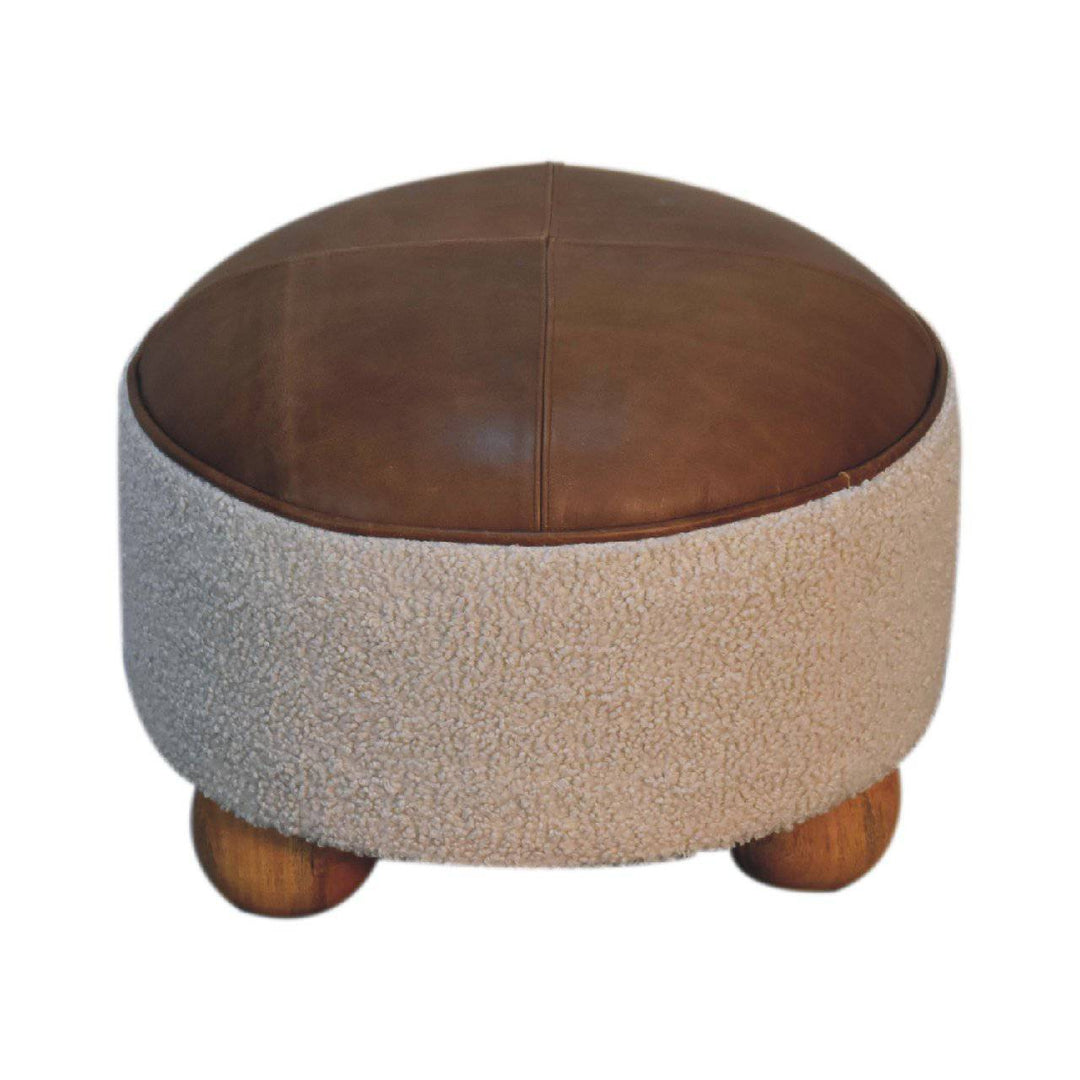 Cream Boucle Buffalo Footstool - TidySpaces