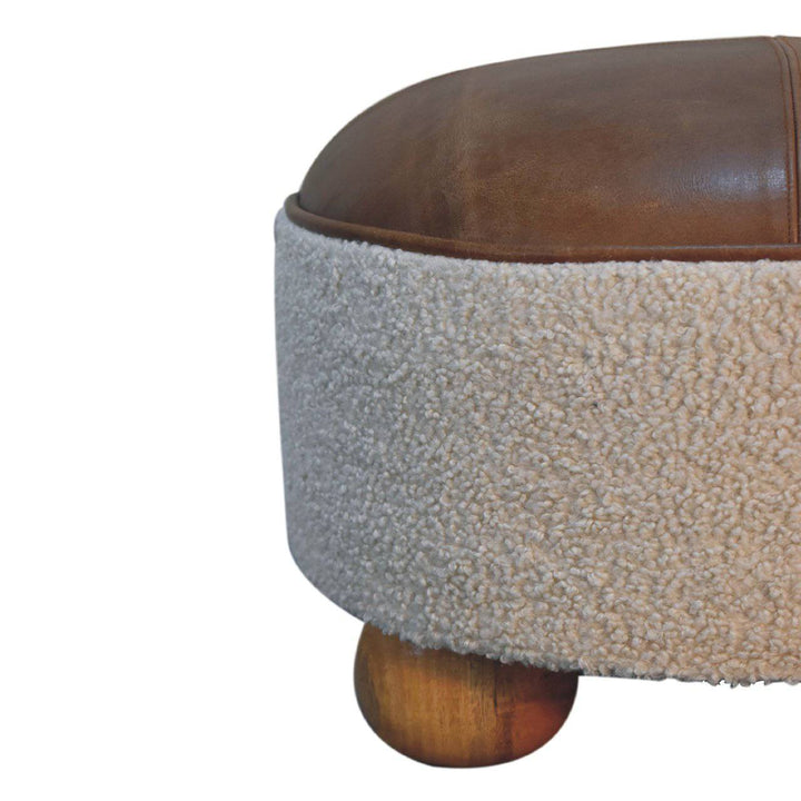 Cream Boucle Buffalo Footstool - TidySpaces