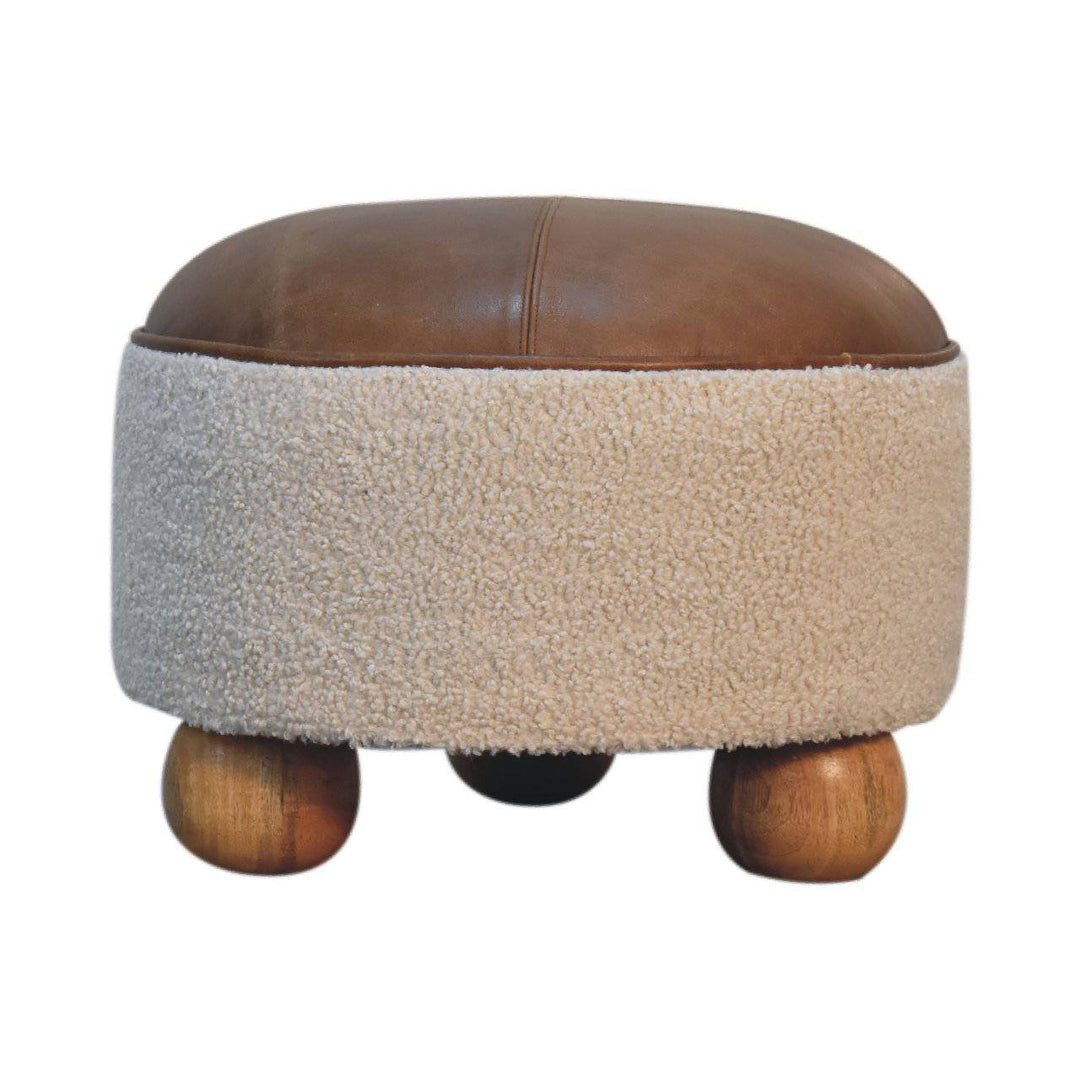 Cream Boucle Buffalo Footstool - TidySpaces