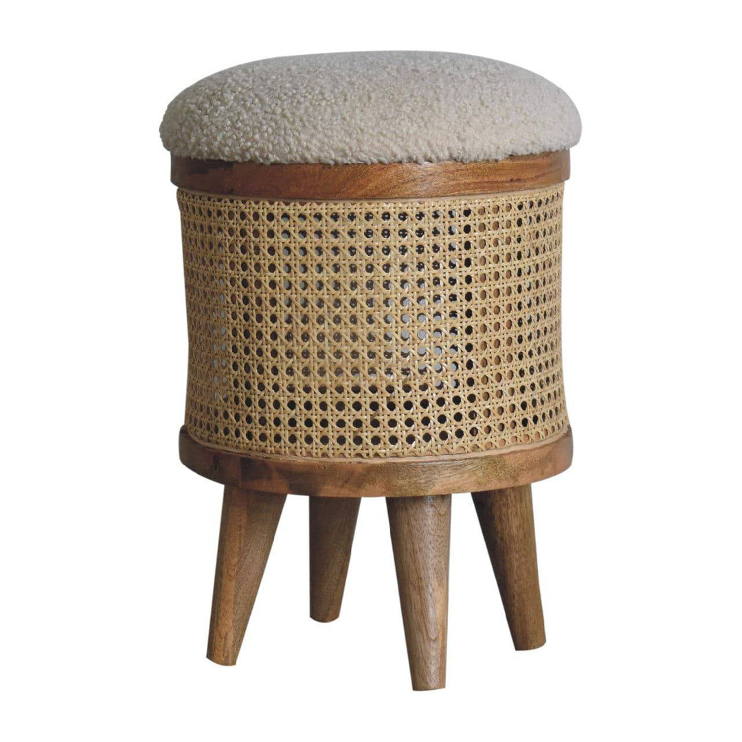 Cream Boucle Larissa Footstool - TidySpaces