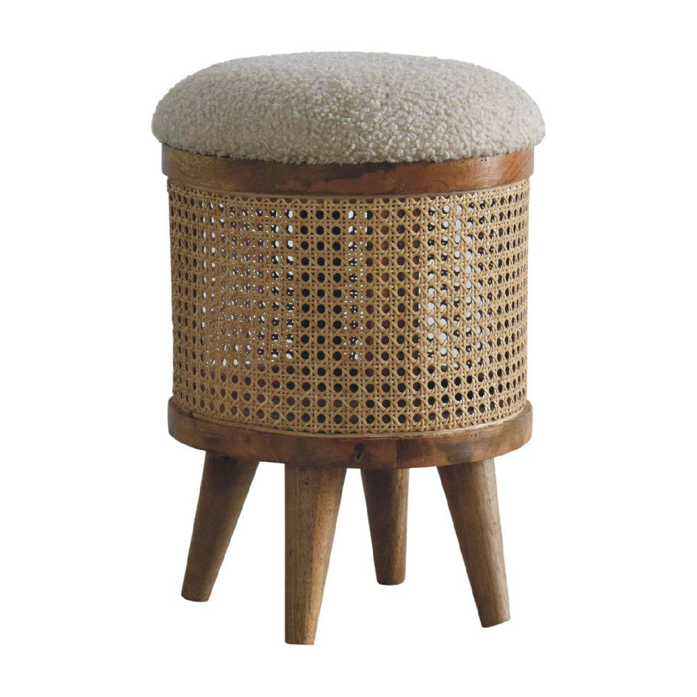 Cream Boucle Larissa Footstool - TidySpaces