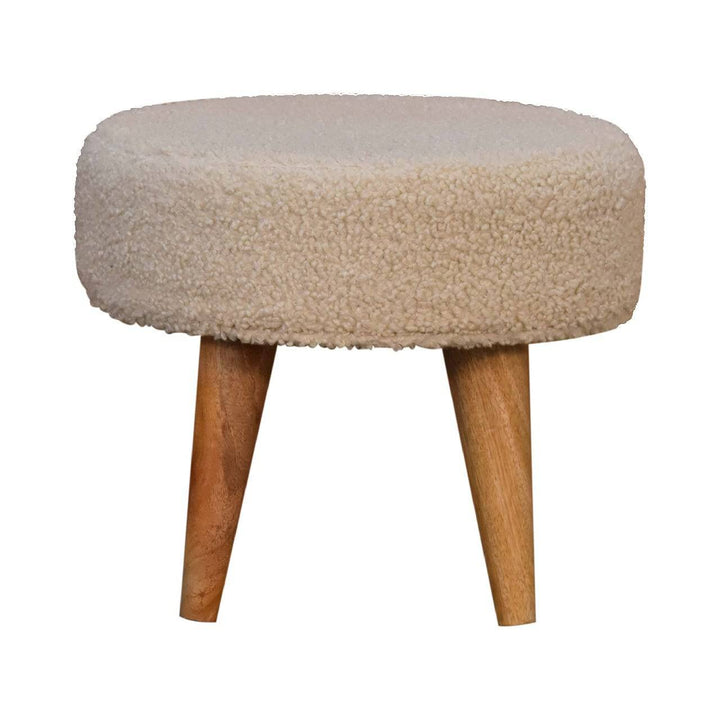 Cream Boucle Petite Footstool - TidySpaces