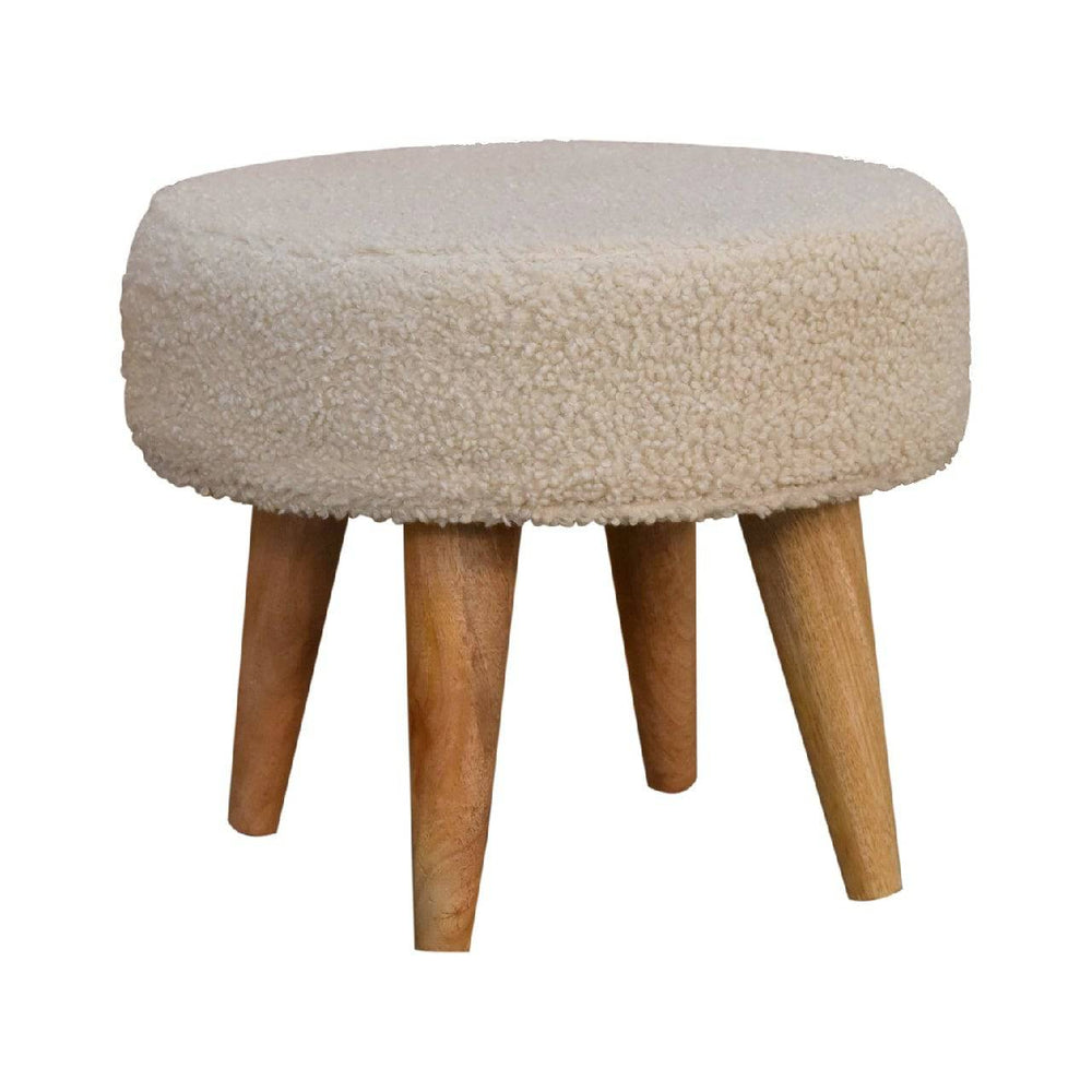 Cream Boucle Petite Footstool - TidySpaces