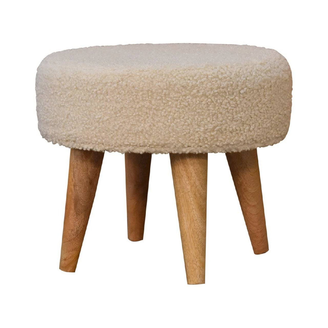 Cream Boucle Petite Footstool - TidySpaces