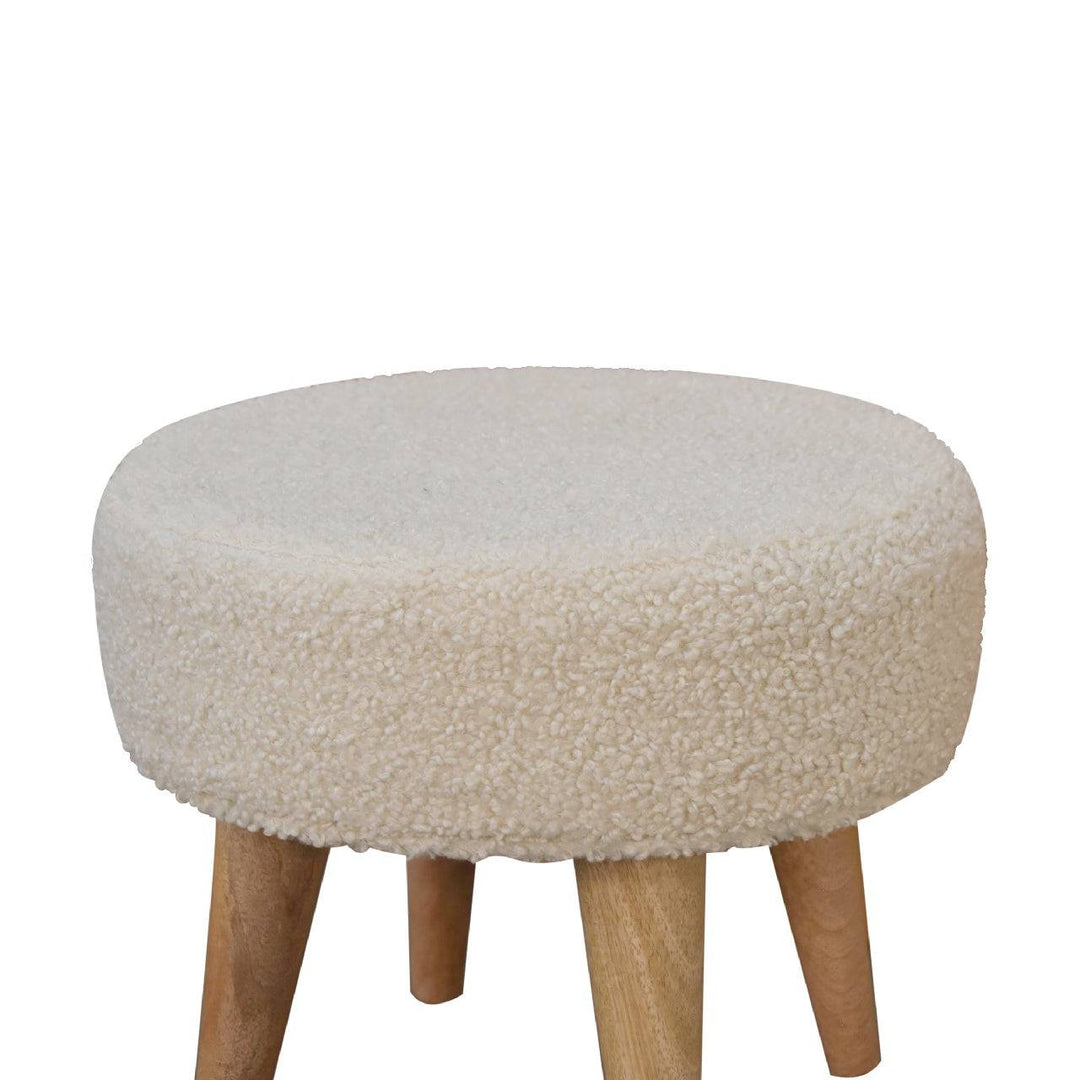 Cream Boucle Petite Footstool - TidySpaces