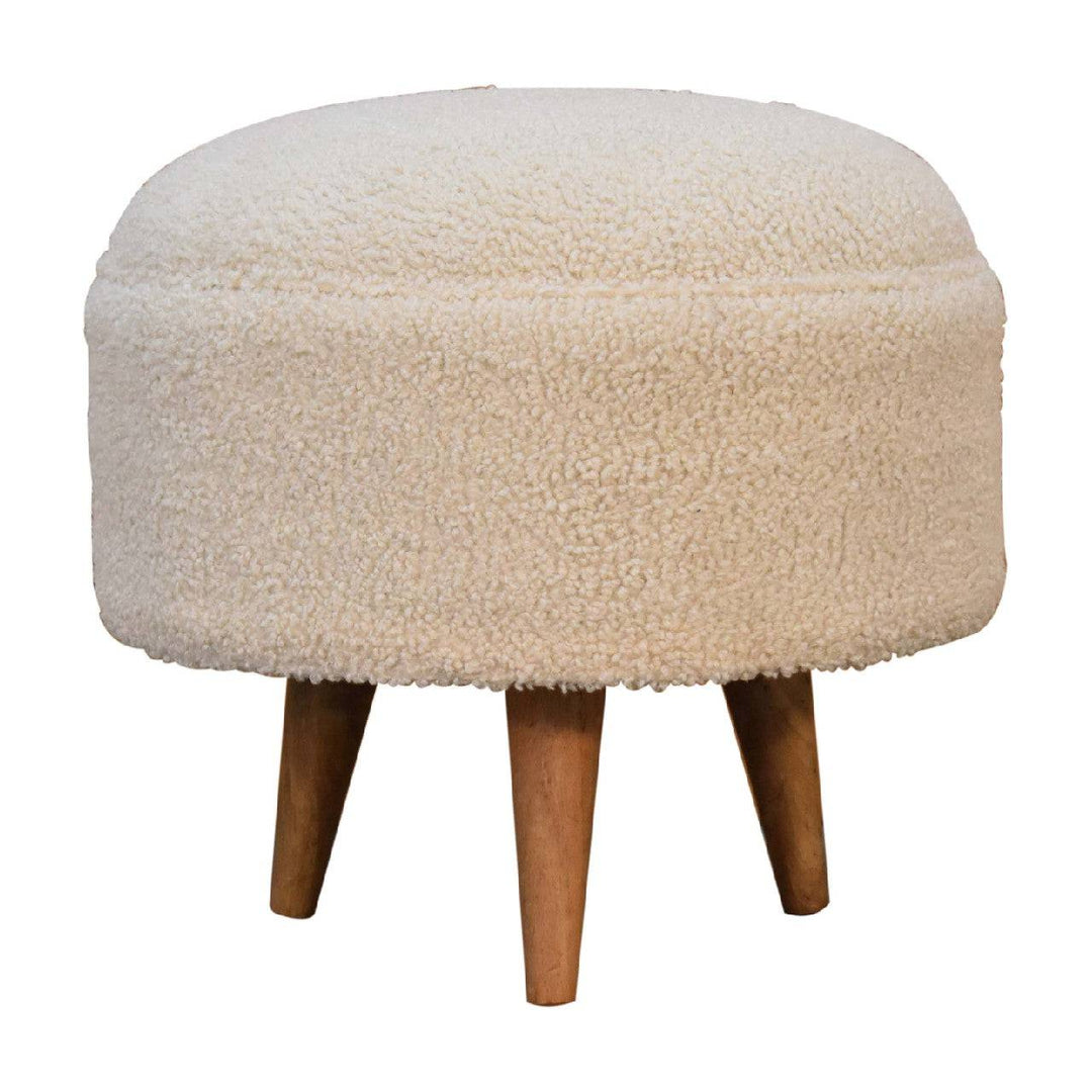 Cream Boucle Rounded Footstool - TidySpaces