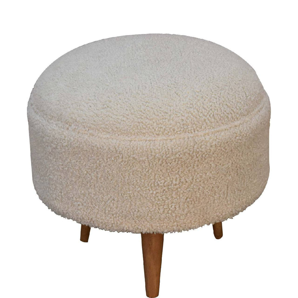 Cream Boucle Rounded Footstool - TidySpaces