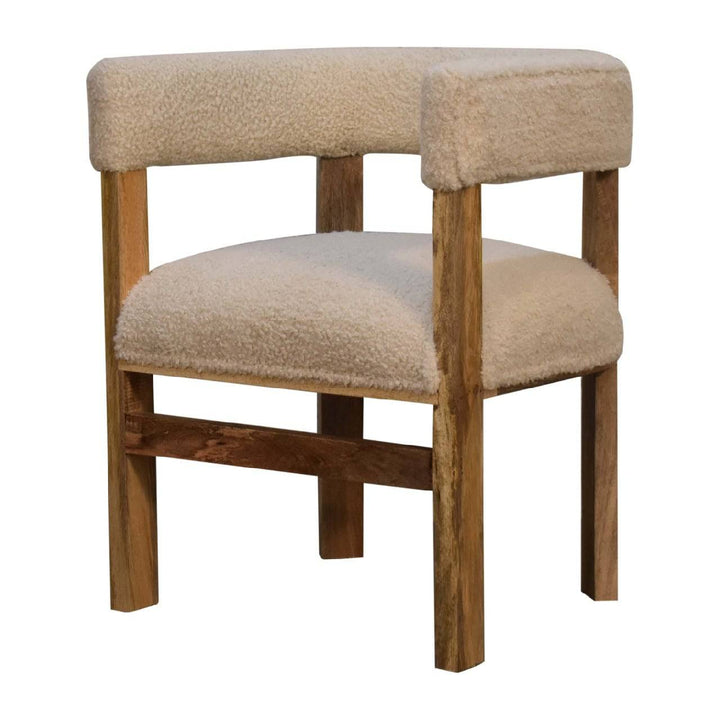 Cream Boucle Solid Wood Chair - TidySpaces