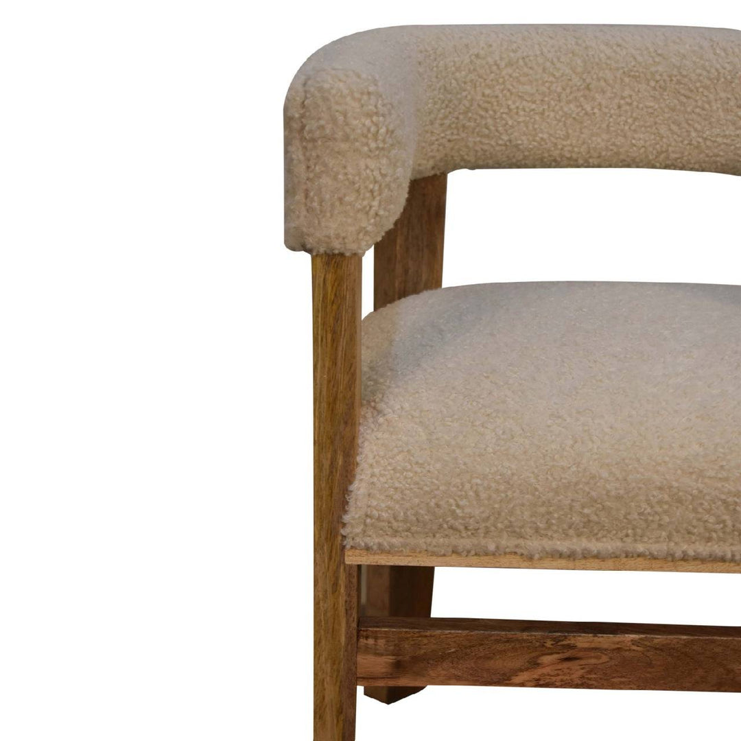 Cream Boucle Solid Wood Chair - TidySpaces