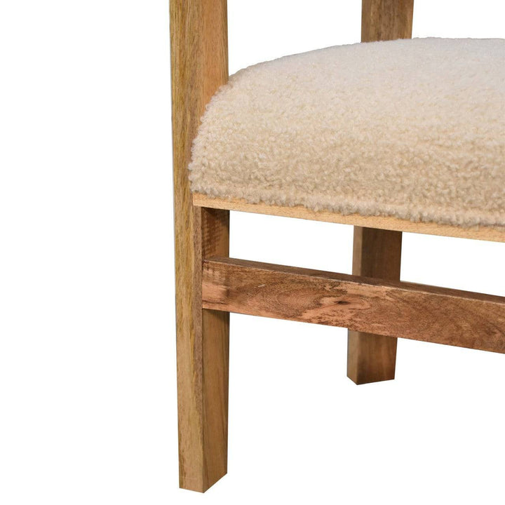 Cream Boucle Solid Wood Chair - TidySpaces