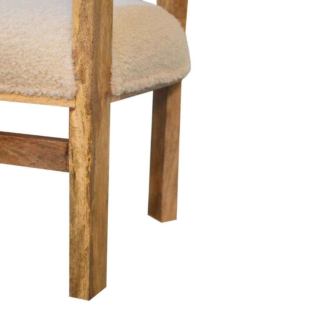 Cream Boucle Solid Wood Chair - TidySpaces
