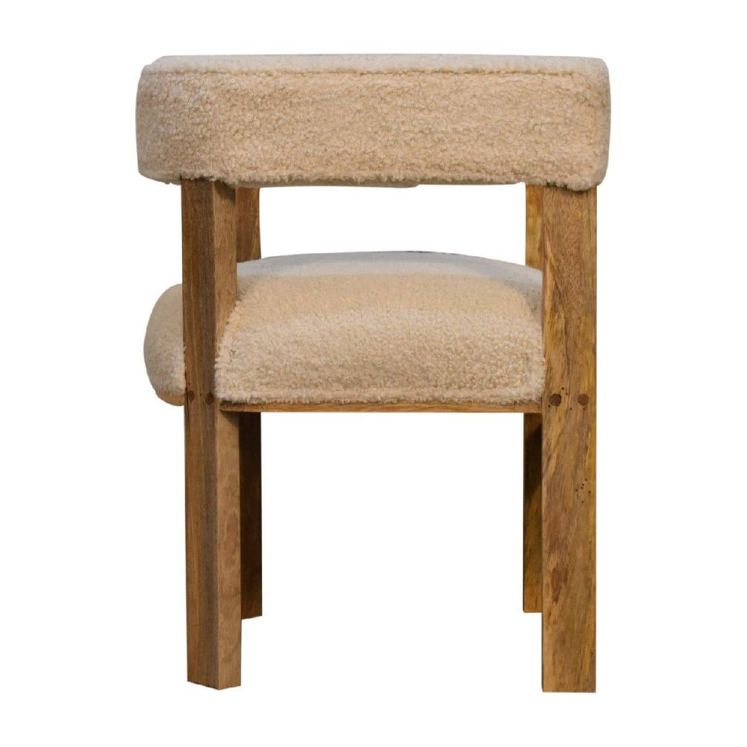 Cream Boucle Solid Wood Chair - TidySpaces