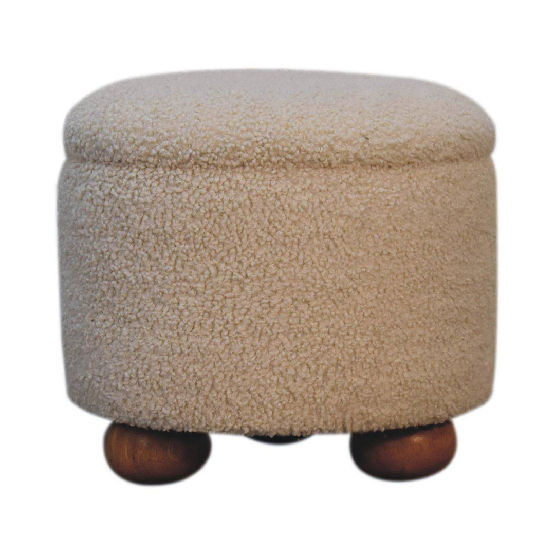 Cream Boucle Storage Footstool - TidySpaces