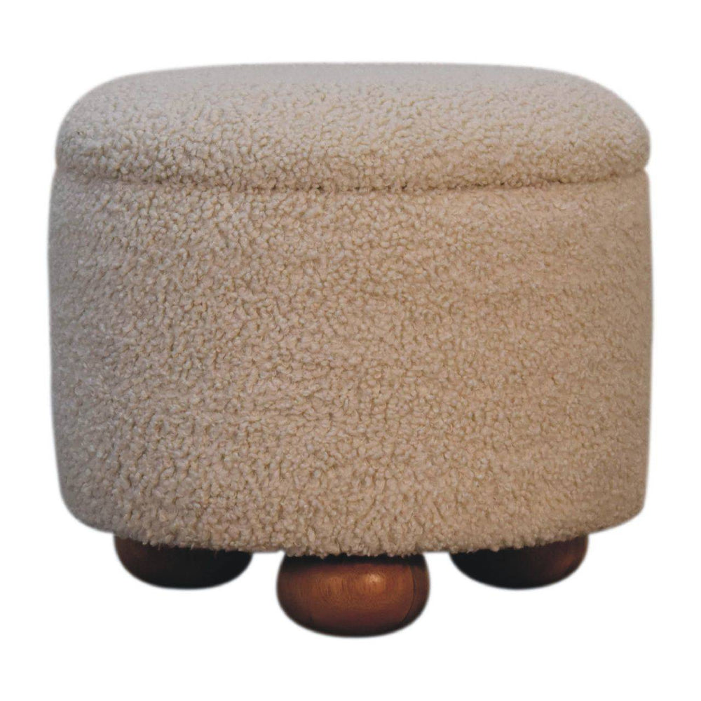 Cream Boucle Storage Footstool - TidySpaces