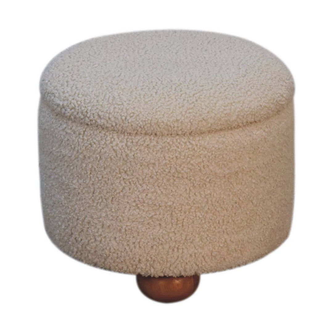 Cream Boucle Storage Footstool - TidySpaces