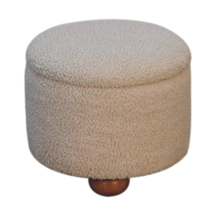 Cream Boucle Storage Footstool - TidySpaces