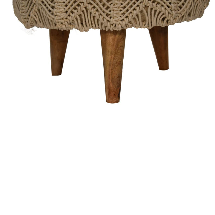 Crotchet Beige Footstool - TidySpaces