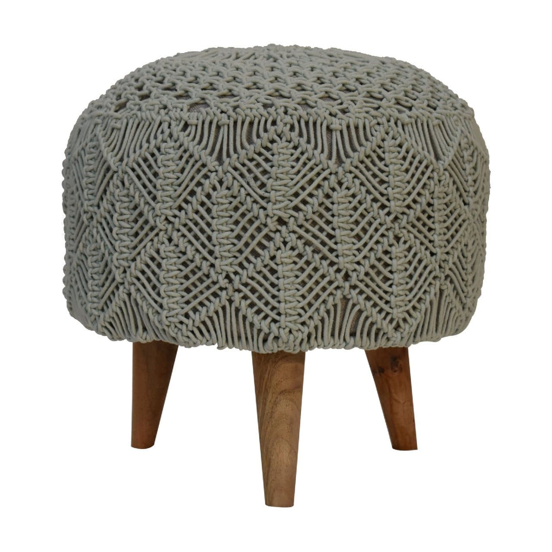 Crotchet Sea Green Footstool - TidySpaces