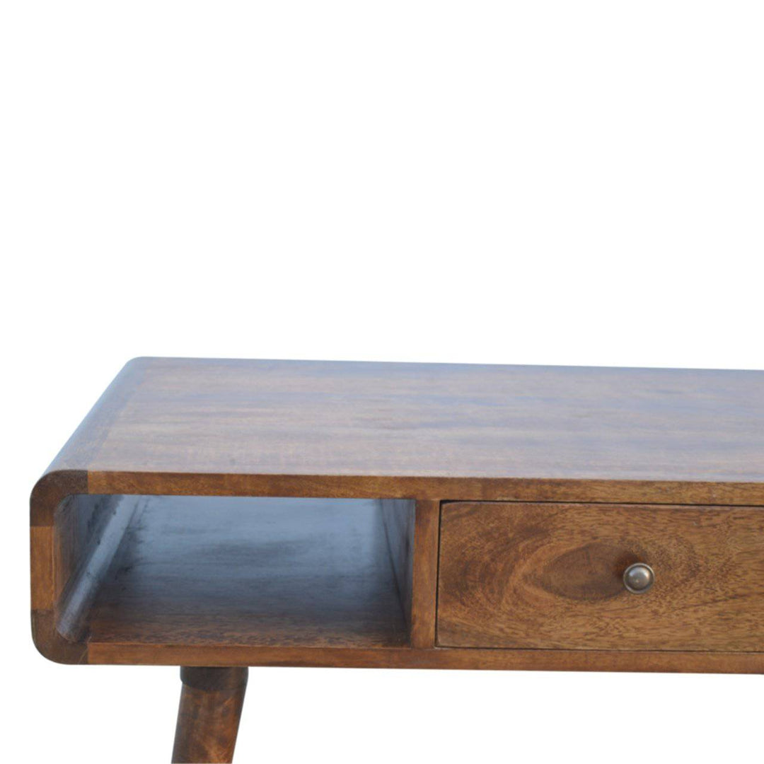 Curved Chestnut Coffee Table - TidySpaces
