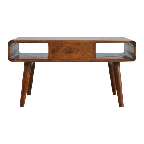 Curved Chestnut Coffee Table - TidySpaces