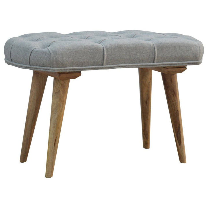 Deep Button Grey Tweed Bench - TidySpaces