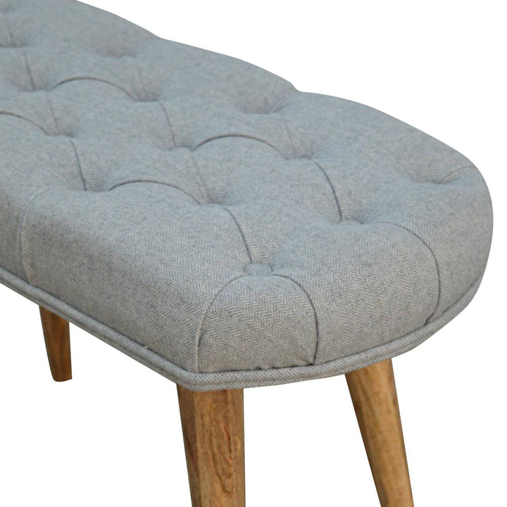 Deep Button Grey Tweed Bench - TidySpaces