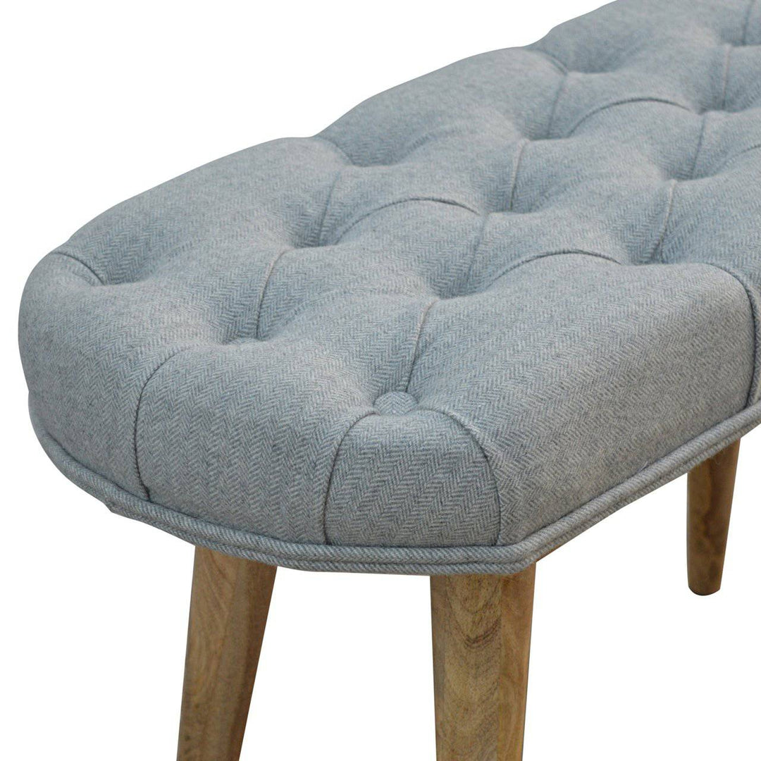 Deep Button Grey Tweed Bench - TidySpaces